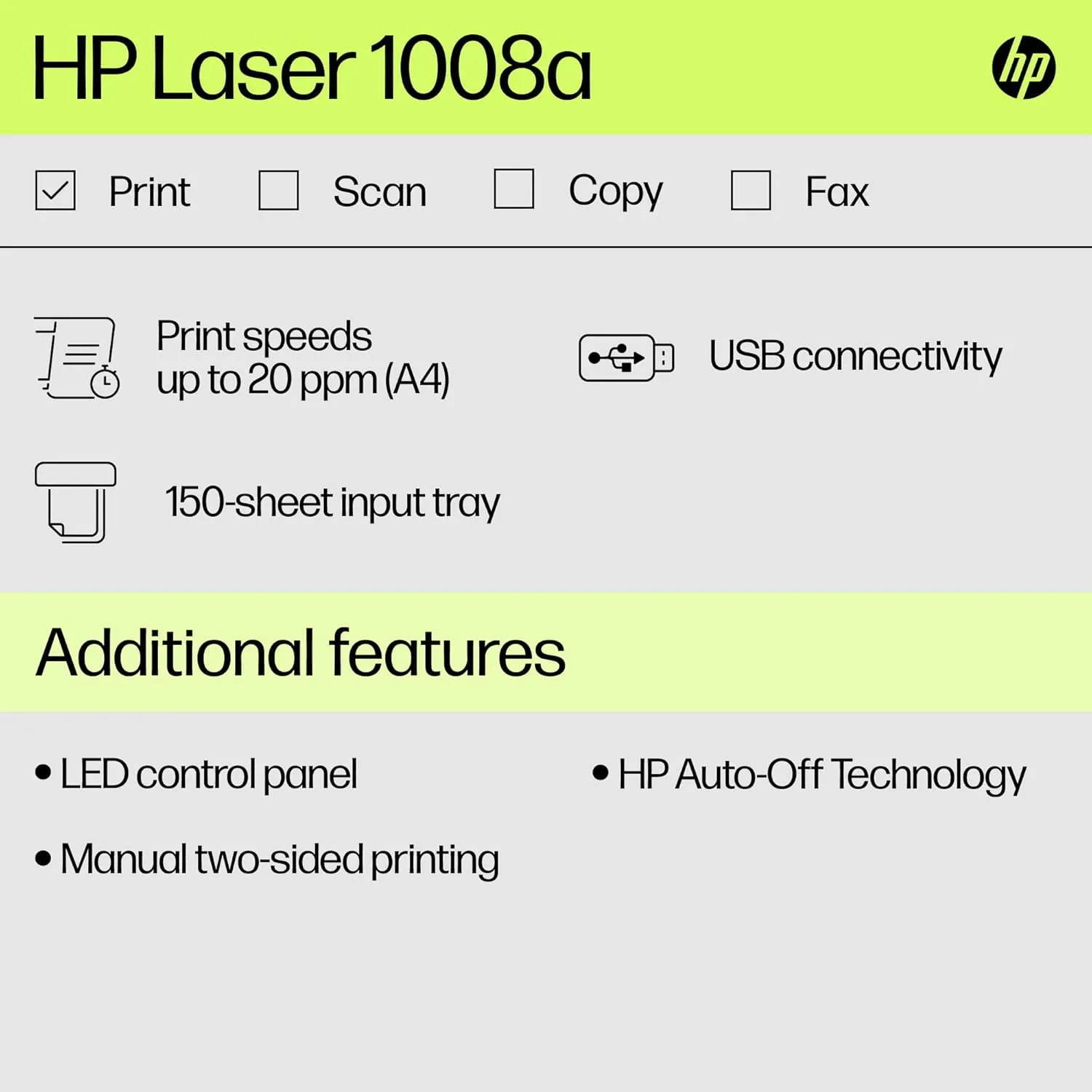 HP Laser Printer 1008A A4 Single Function view 4